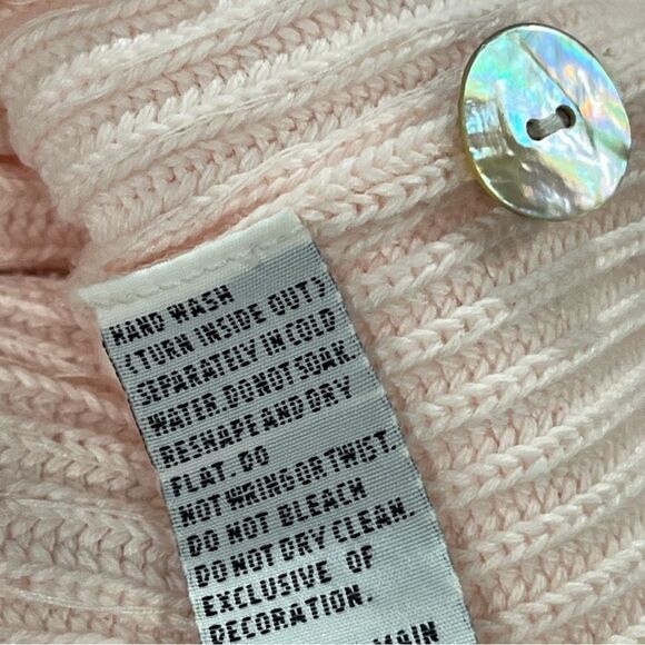 Button down sequin pale baby pink cardigan size medium - Picture 12 of 14